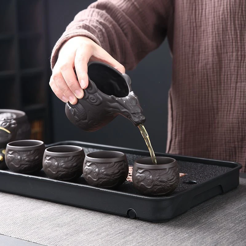Purple sand Kung fu tea set original miner home tea infuser set Chinese teapot cover bowl cup new model
