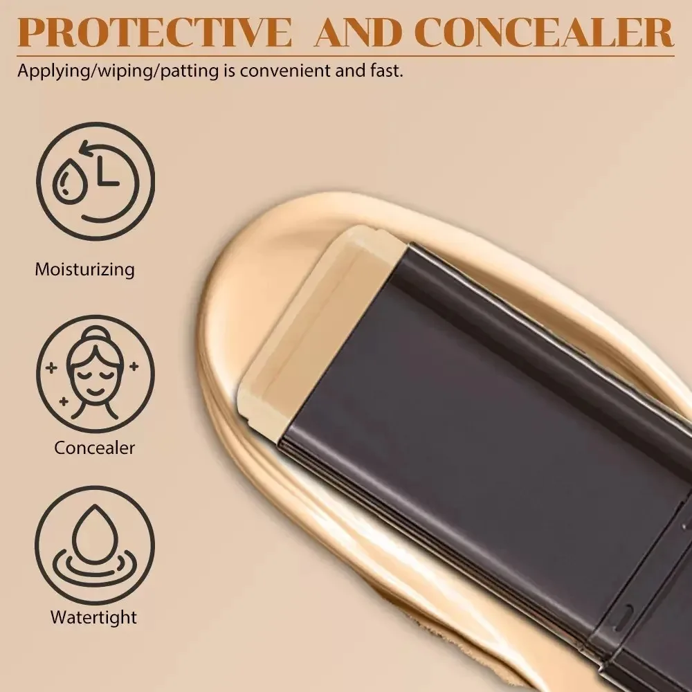 عصا كونتور كريم أساس للوجه من TVLV - ملمس حريري تغطية كاملة مقاومة للماء تدوم طويلاً كريم خافي عيوب البشرة للتفتيح