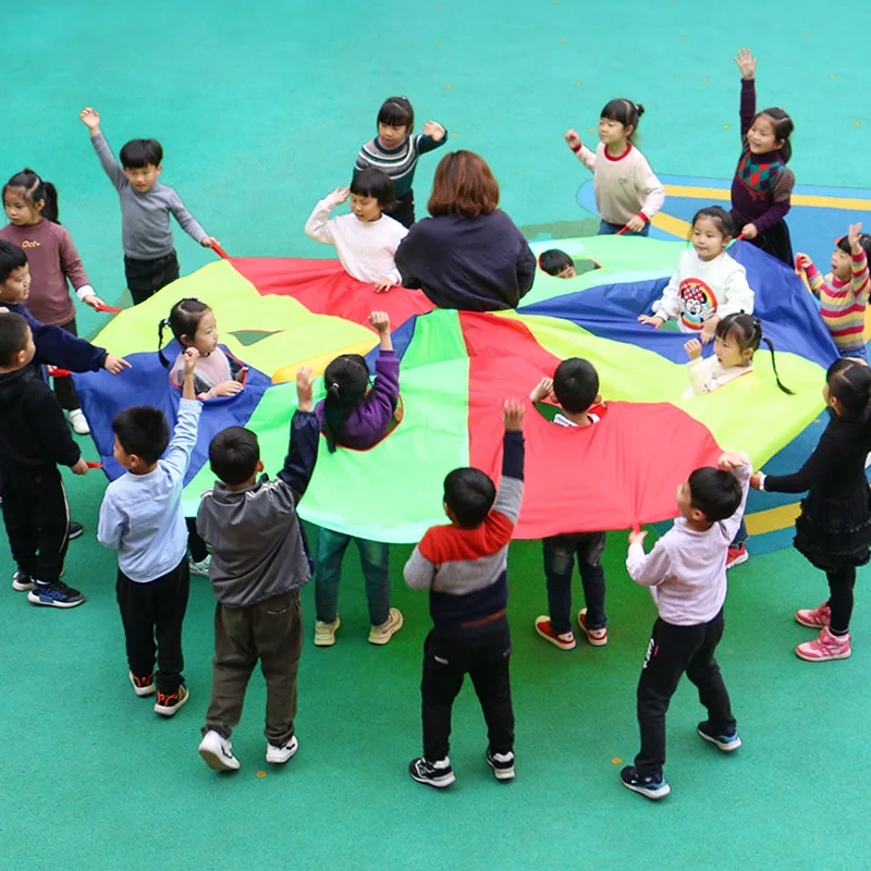 Kids Whack A Mole Game Rainbow Umbrella  Kindergarten Outdoor Fun And Sports Paracaidas Toy Buiten Speelgoed Voor Kinderen