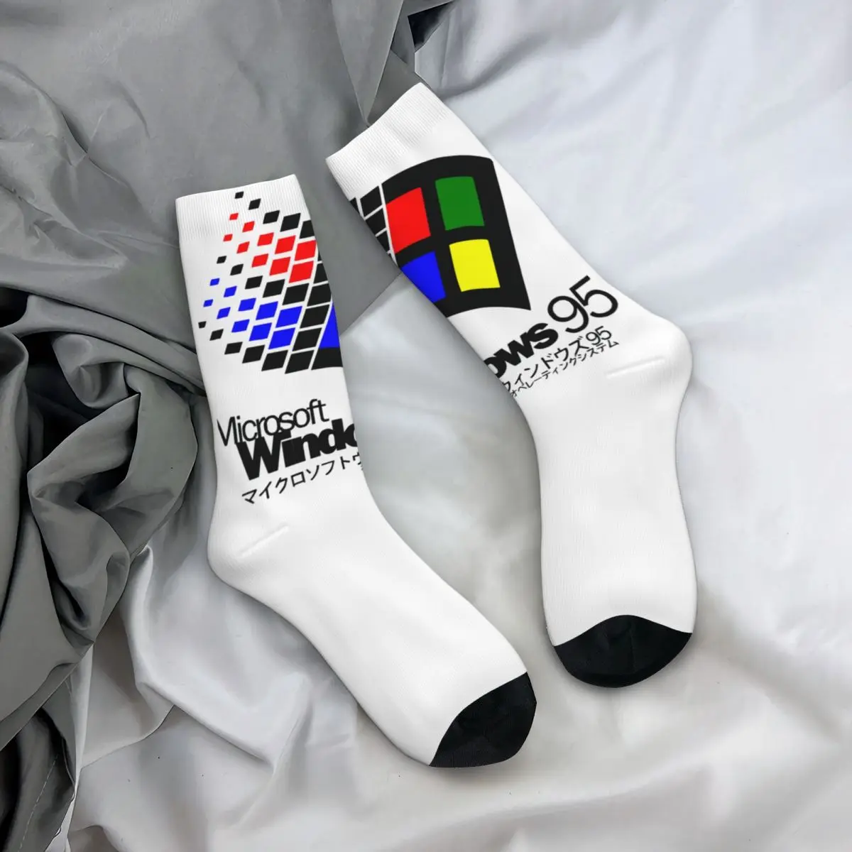 

Носки с логотипом на Windows 95, дизайнерские готические носки, весенние нескользящие носки, качественные носки для улицы