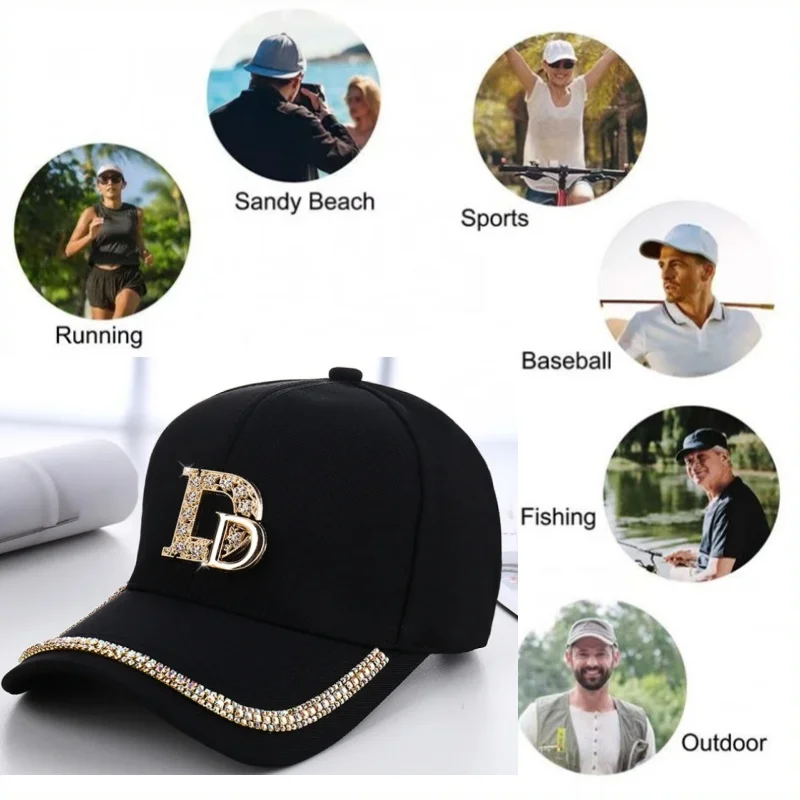 Yoga Baseball Hats Womens Sequins Rhinestone Cycling Running Hat M D Letter Sports Sunhat Club Hip Hop Golf Cap Visors Protection