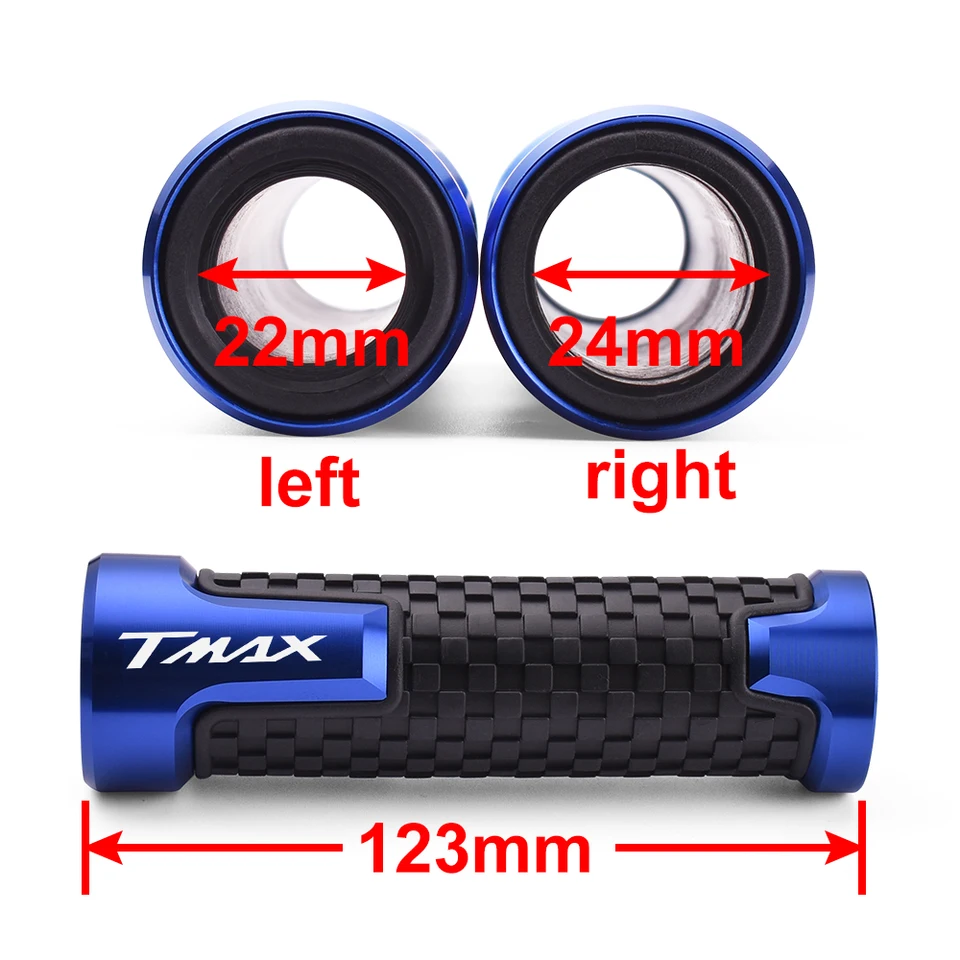 Manopole Per Moto In Alluminio CNC E Gomma Antiscivolo - Per Manubrio 7/8'' - Colore Argento