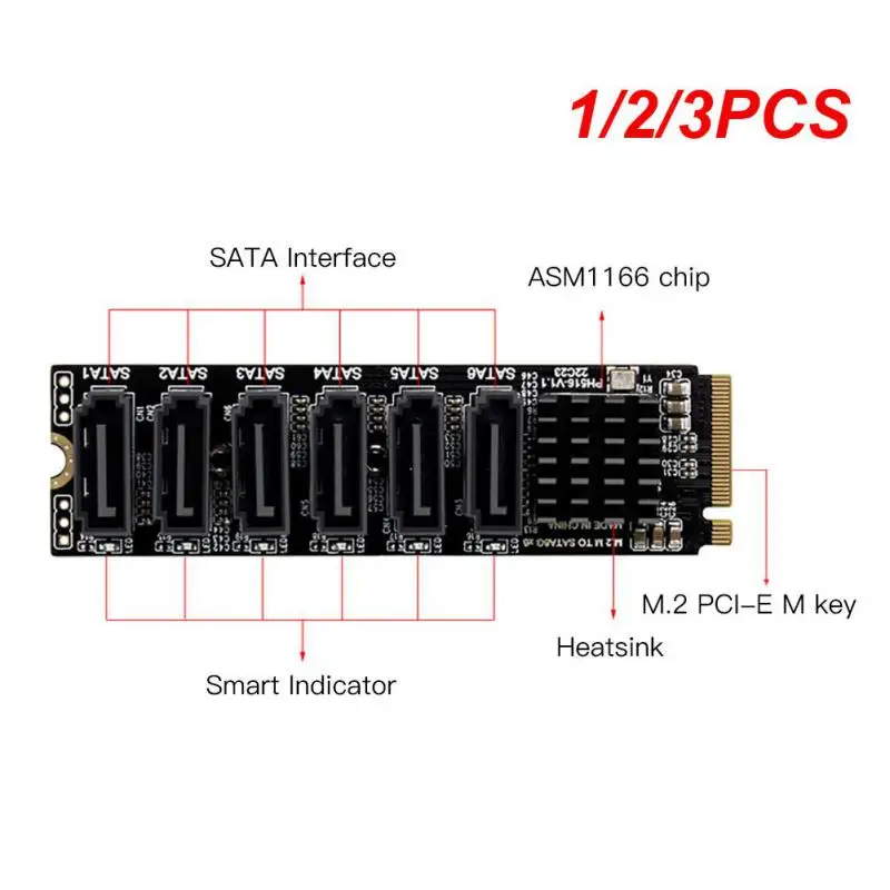 

1/2/3PCS NVME PCI-E PCIE X4 X8 X16 To 6 Port 3.0 SATA Adapter Card Riser III 6GB/S Chassis server PC Expansion+3.0 SATA CABLE