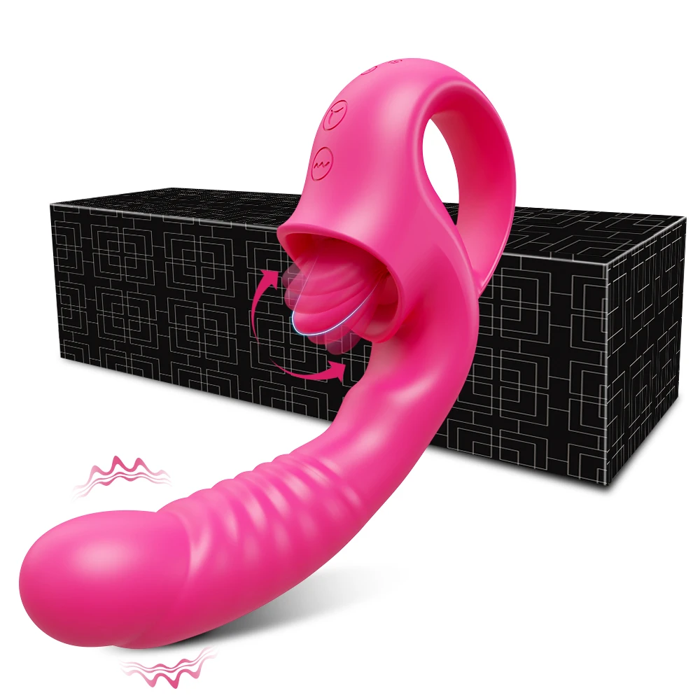 Vibratore per punto G con leccatura del clitoride per donne, stimolatore del clitoride, dildo realistico con 10 modalità di leccatura e vibrazione A_voghion.com
