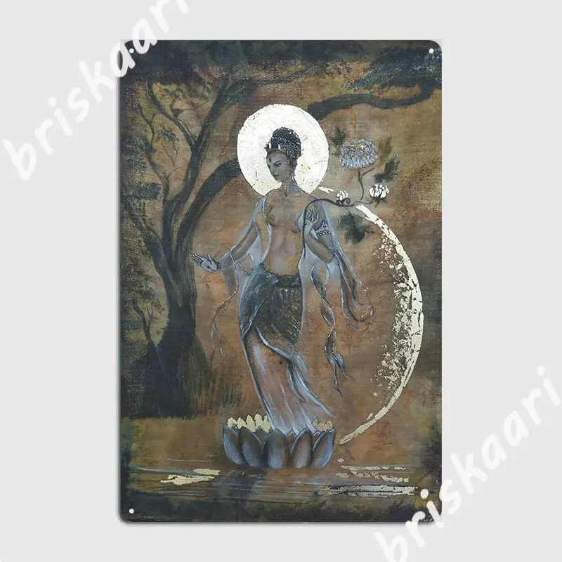 Стоящая Белая Тара металлический плакат на стену пещера дизайн клуба бара