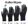 10 Pairs Polyester Nylon PU Coating Safety Work Gloves For Builders Fishing Garden Work Non-slip ESD Protection Safety Gloves 6
