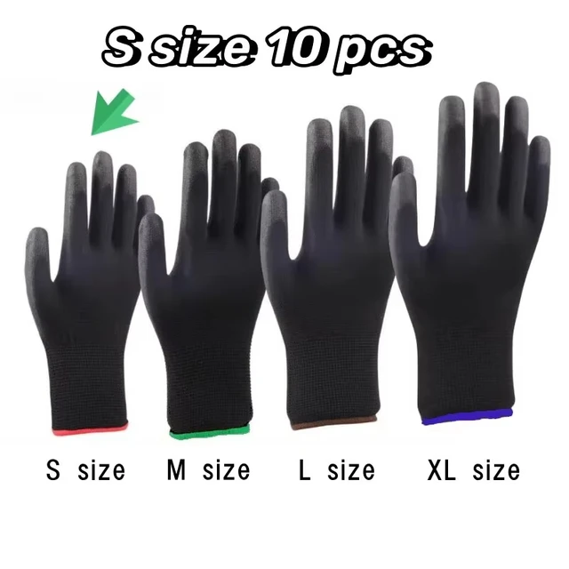 10 Pairs Polyester Nylon PU Coating Safety Work Gloves For Builders Fishing Garden Work Non-slip ESD Protection Safety Gloves 6