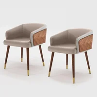 Modern Upholsted Accent Dining Chairs Set of 2,Mid-Century Faux Leather with Walnut for Kitchen,Office Waiting Room Arm Sitting 1