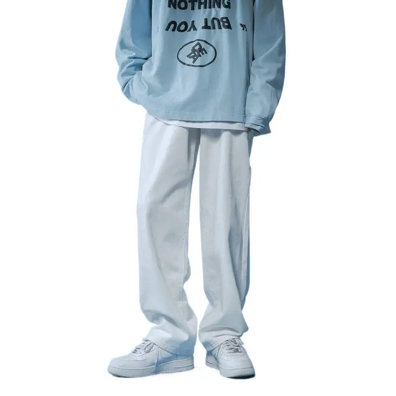 Men jeans mens jeans jeans trousers denim trousers Straight Jeans men white Loose unisex Denim Trousers Trend Neutral Jeans Men baggy Casual Solid Man Women Pants Hip Hop jeans
