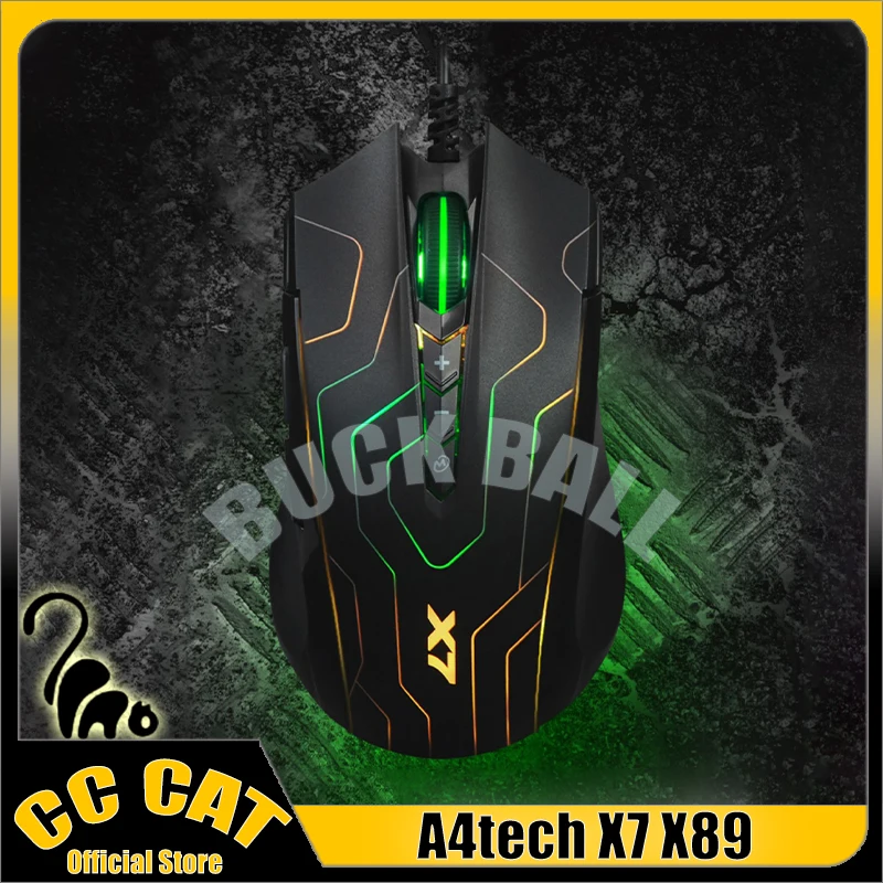 Игровая мышь A4tech X7 X89, проводная, легкая, PAW3212, 2400DPI, Macros, E-Sport, RGB, для офиса, CSOL, игровая мышь для ноутбука, ПК, подарок