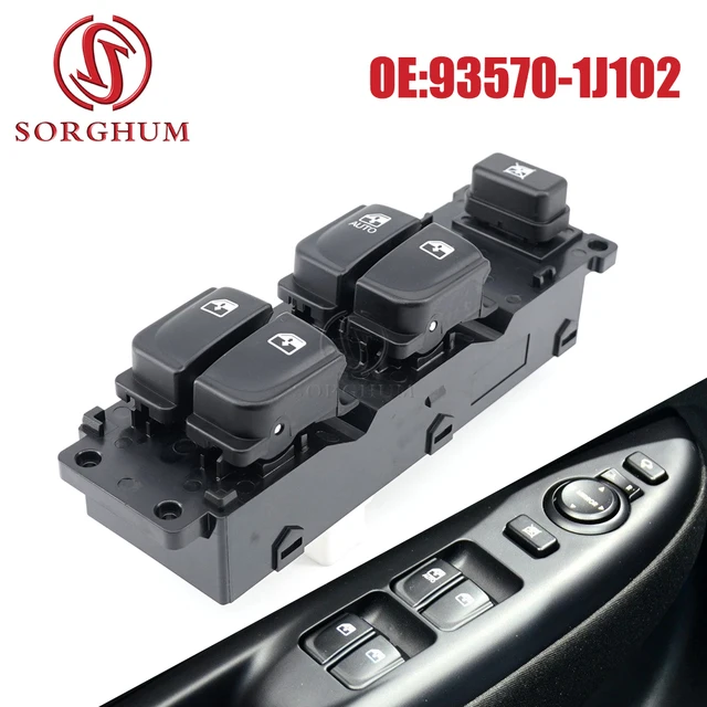 نافذة باب السيارة SORGHUM 93570-1J102 935701 J102 202008158   زر مفتاح التحكم في نافذة الطاقة الكهربائية لشركة Hyundai i20 2008-2015