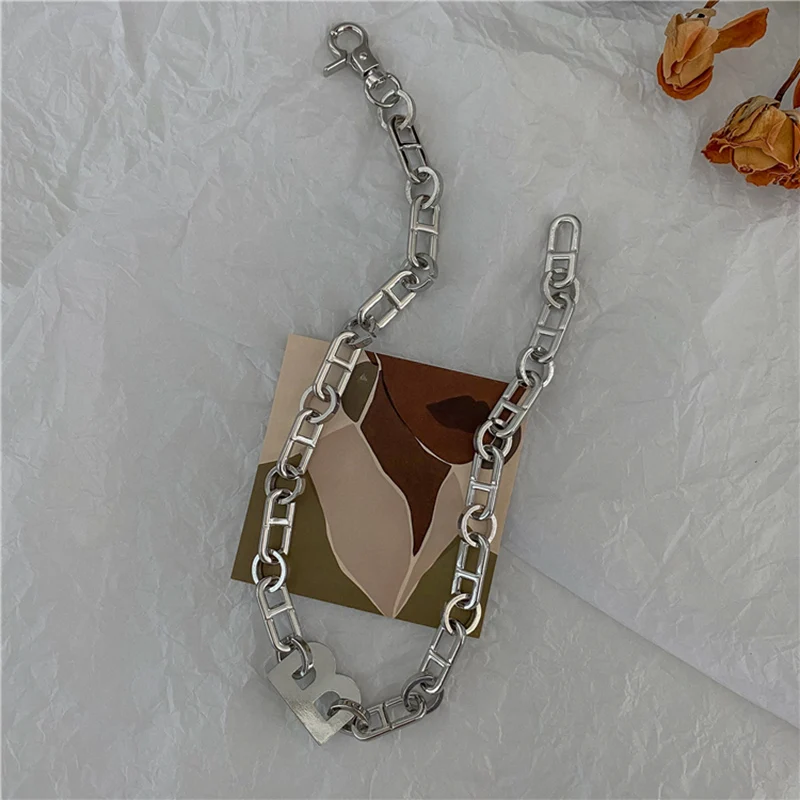 Fashion Gold Color Metal Letter B Earrings Bracelets for Women Thick Link Chain Bracelets Necklace Couple Jewelry Gift jewelry sets,jewelry set
