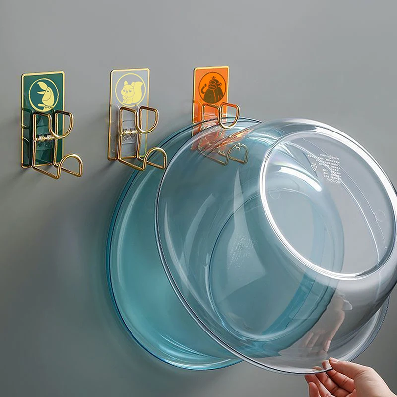 1Pcs Punch-Free Sticky Bathroom Kitchen Traceless Washbasin Save Space Organizer Wall Mount Hook Holder Adhesive Storage Rack