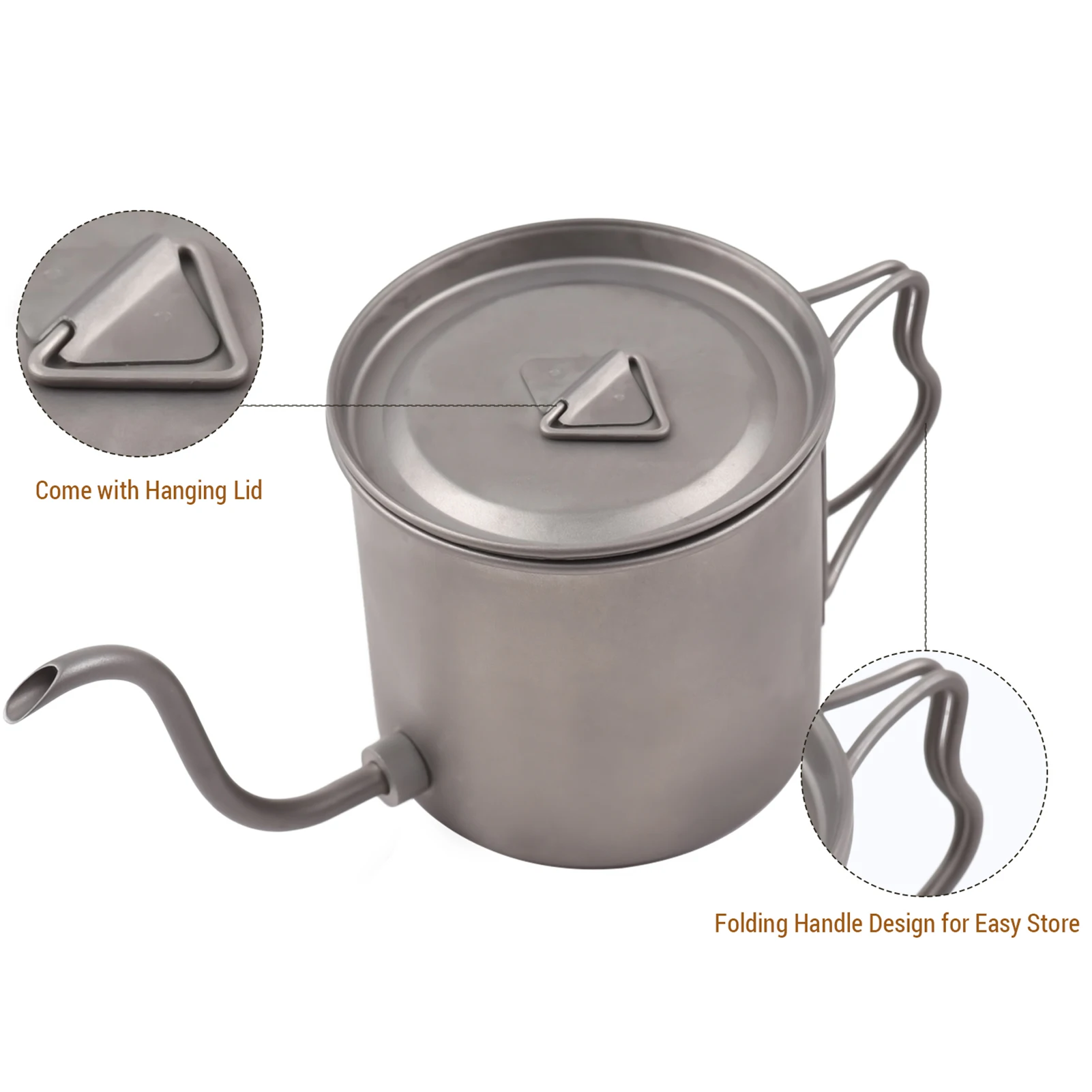 400ml Pour Over Kettle Gooseneck Coffee Kettle and Cup Set with Removable Coffee Spout and Folding Handle Ti Pour Over Kettle 4