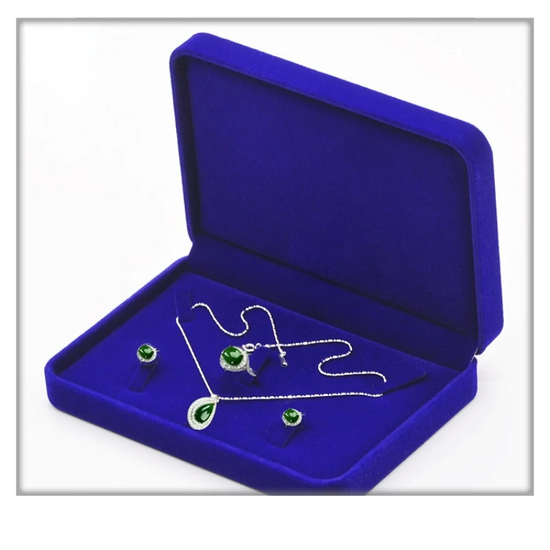 Large Velvet Jewelry Set Box Big Necklace and Ring Earring Pendant Gift