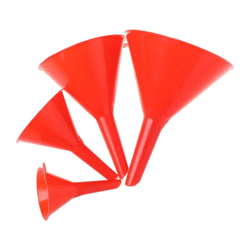 4Pcs Small Car Refueling Funnel Gasoline Engine Oil Additive Motorcycle Farm Machine Use Convenient Anti-leakage plastic filter funnel metal funnels
