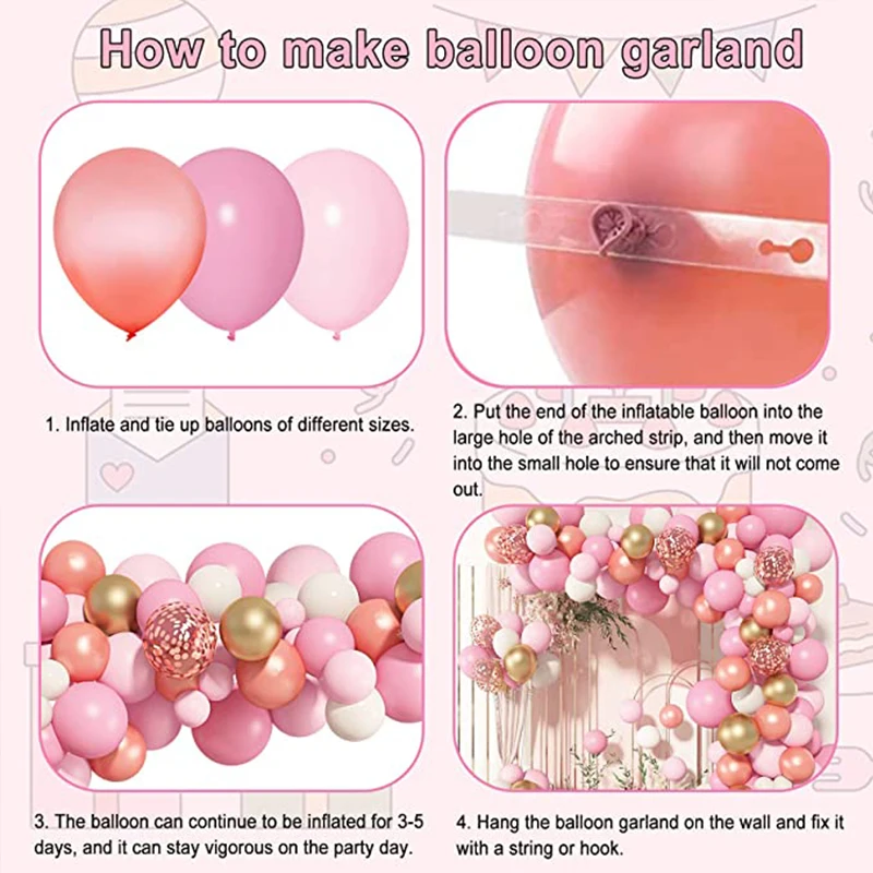 Globos de confeti rosa claro para mujer y niña, Kit de arco de guirnalda  para cumpleaños, Baby Shower, boda, decoraciones para fiesta de la madre -  AliExpress