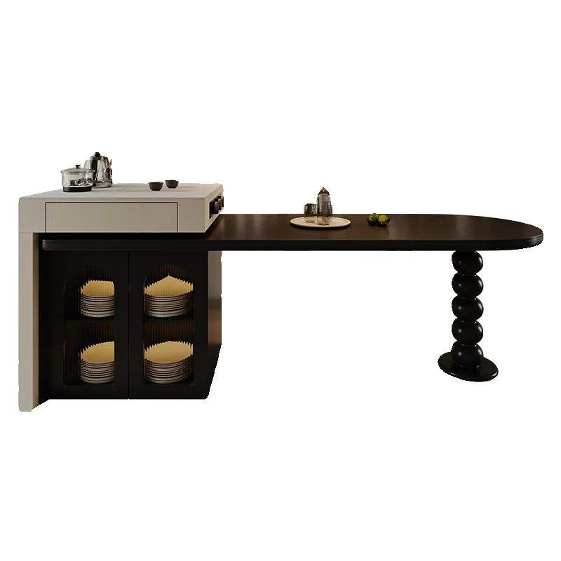 Island table integrated household combination Italian light luxury high-end kitchen restaurant rock slab multi-functional Nakaji