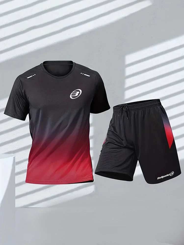 Bullpadel Men's Sport T-shirt Men's Tennis Sport Short Sleeve 3D Printed Football Training T-shirt Summer Badminton Tracksuit 3