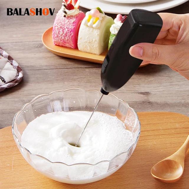 Electric Milk Frother Whisk Household Milk Shaker Mixer Foamer Food Bake  Blender White