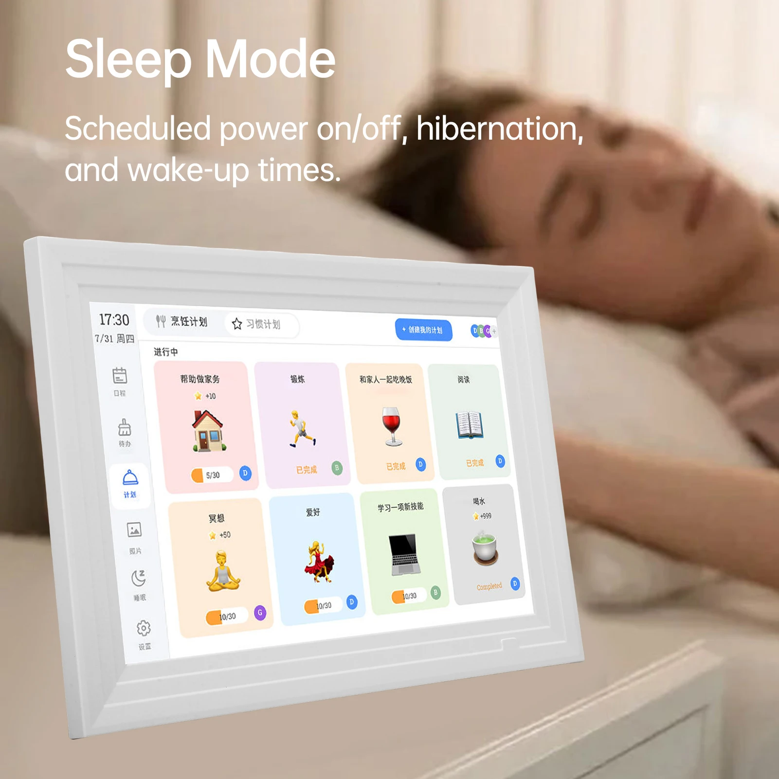 【HOT NEW】10.1inch IPS Full View LCD Screen Digital Calendar Planner Chore Chart Interactive Calendar APP Management for Family