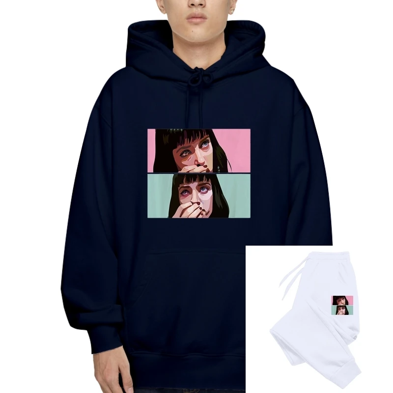 

Movie Pulp Fiction Outerwear Men Uma Thurman Wallace Quentin Tarantino Sweatshirt Warm Sweatshirt Hoodie Hoody 3Xl