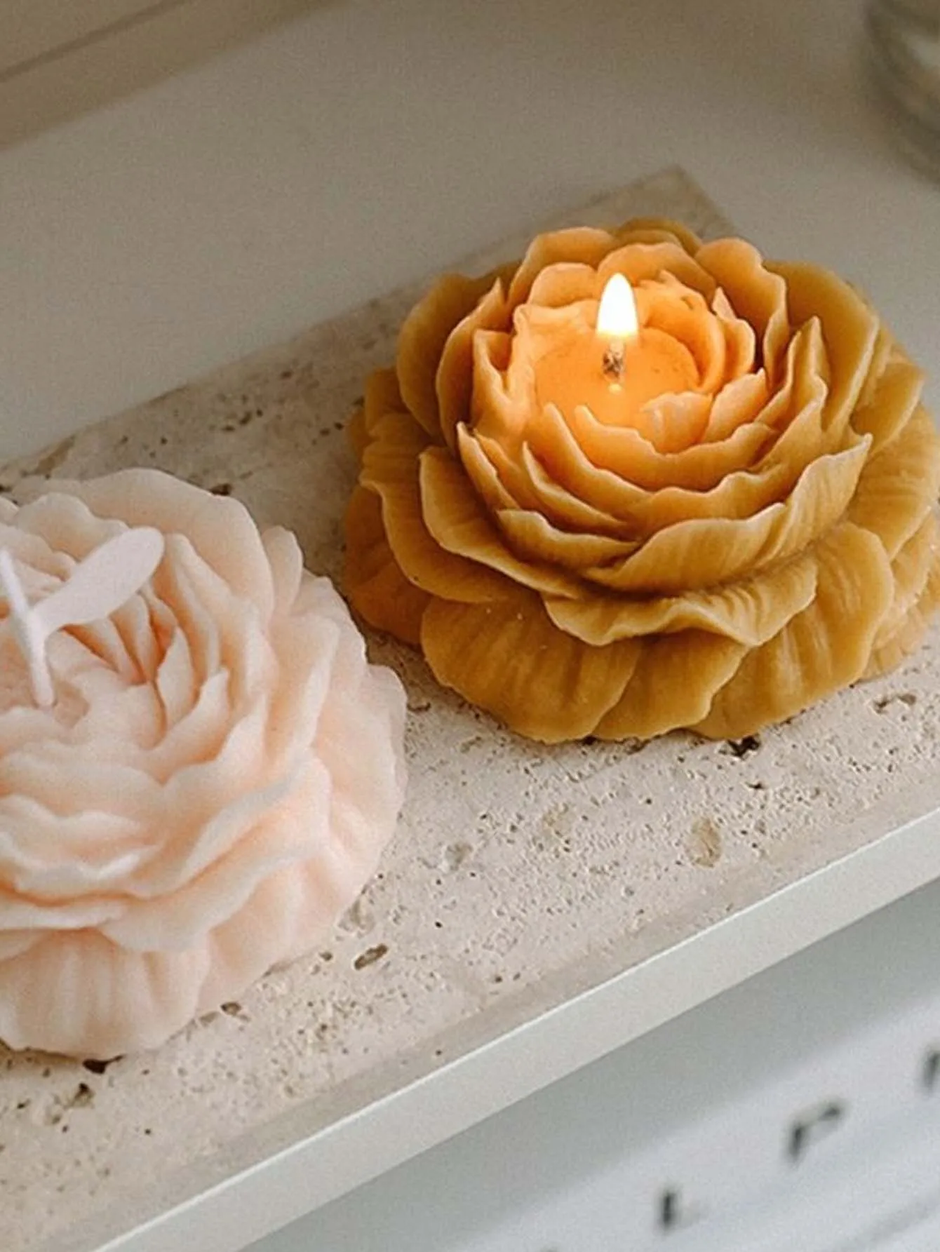 Candle mold 1PC 3D Peony Flower Silicone Mold Mother's Day Candle Soap Mold Beeswax Soap Mold