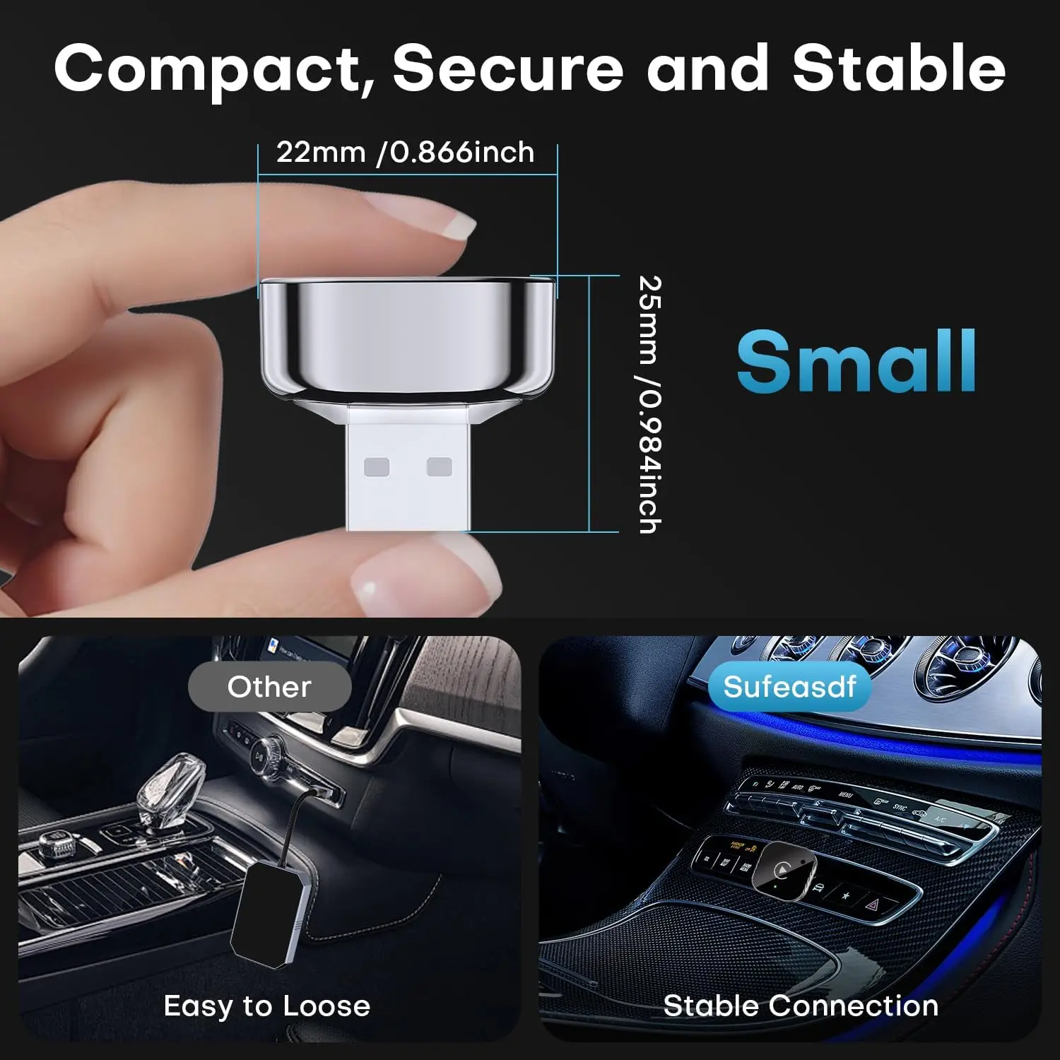 Adaptador inalámbrico CarPlay y Android Auto 2026 Actualización: cableado a inalámbrico para automóviles con Apple CarPlay/Android Auto incorporado, Mini 5