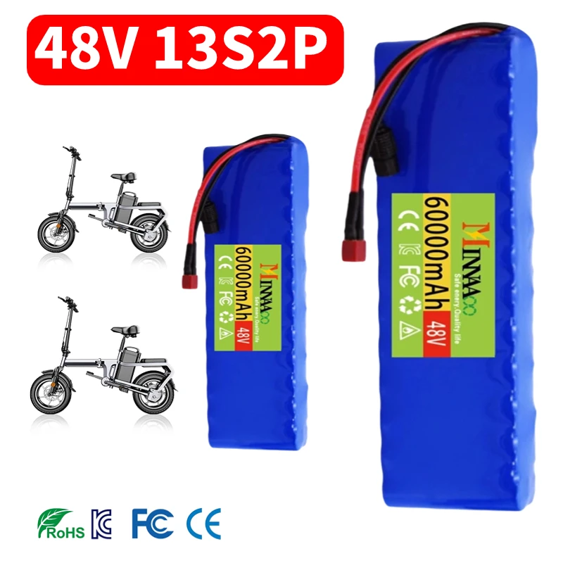 

High Capacity 13S2P 48v 60Ah 18650 Li-ion Battery for Bafang Electric Bike Retrofit Kit 1000w 54.6V 2A Charger + XT60 / DC Plug