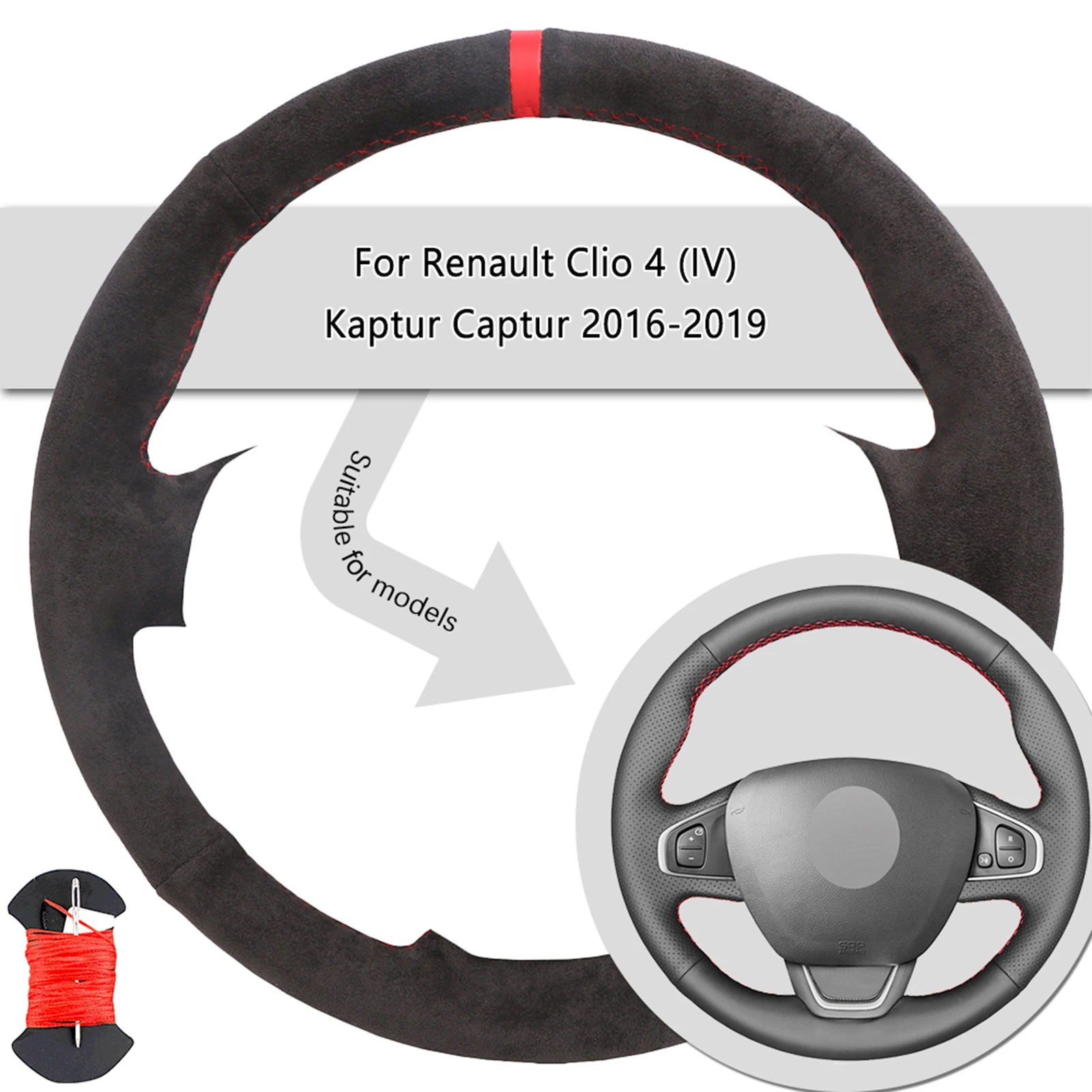 Premium Hand-Sewn Suede Leather Steering Wheel Cover