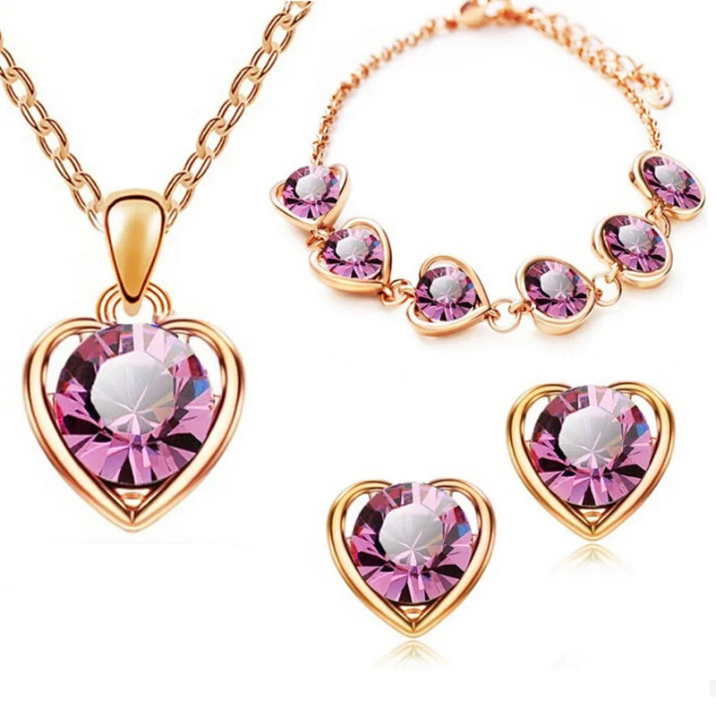 2021 Luxury Simple Big Small Hollow Double Heart-shaped Necklace Exquisite Crystal Zircon Pendant Chain Women's Wedding Jewelry 