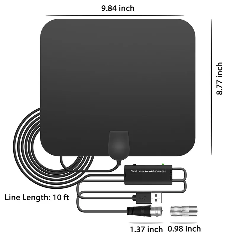 Amplified HD Digital TV Antenna Long - Support 4K 1080p Fire tv Stick  - Indoor Smart Switch Amplifier Signal Booster