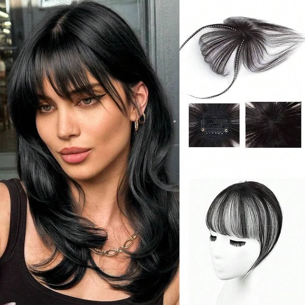 

Synthetic Bangs Wig For Women's Opening Top Hair Repair Natural Forehead Coverage White Hair 3D French Light And Thin Fake Bangs