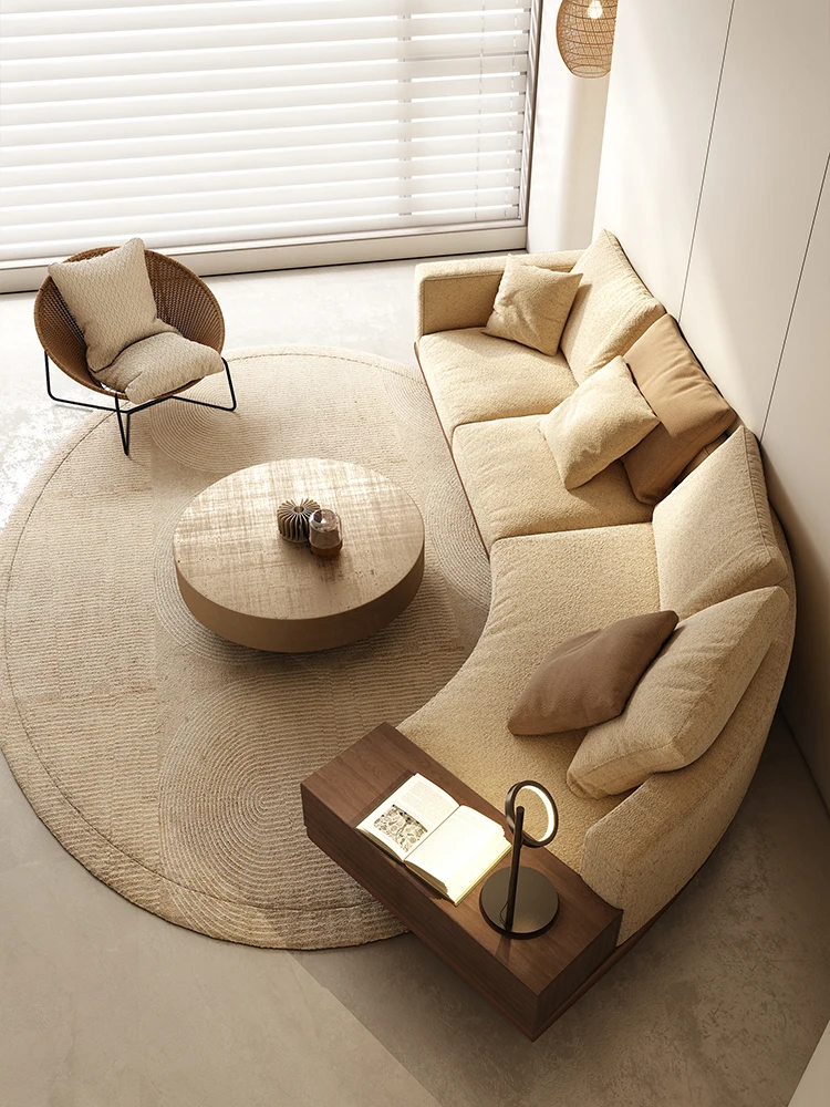 

Minimalist special-shaped angled sofa living room simple modern luxury technology cloth advanced creative retro cotton and linen