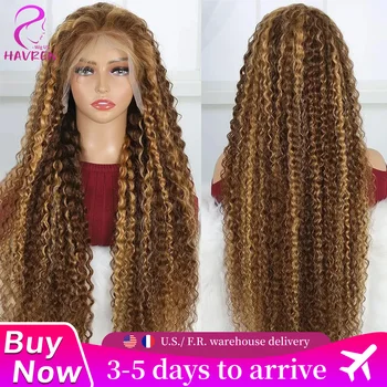 Peluca rizada de onda profunda P4/27 de cabello humano con encaje HD frontal 1