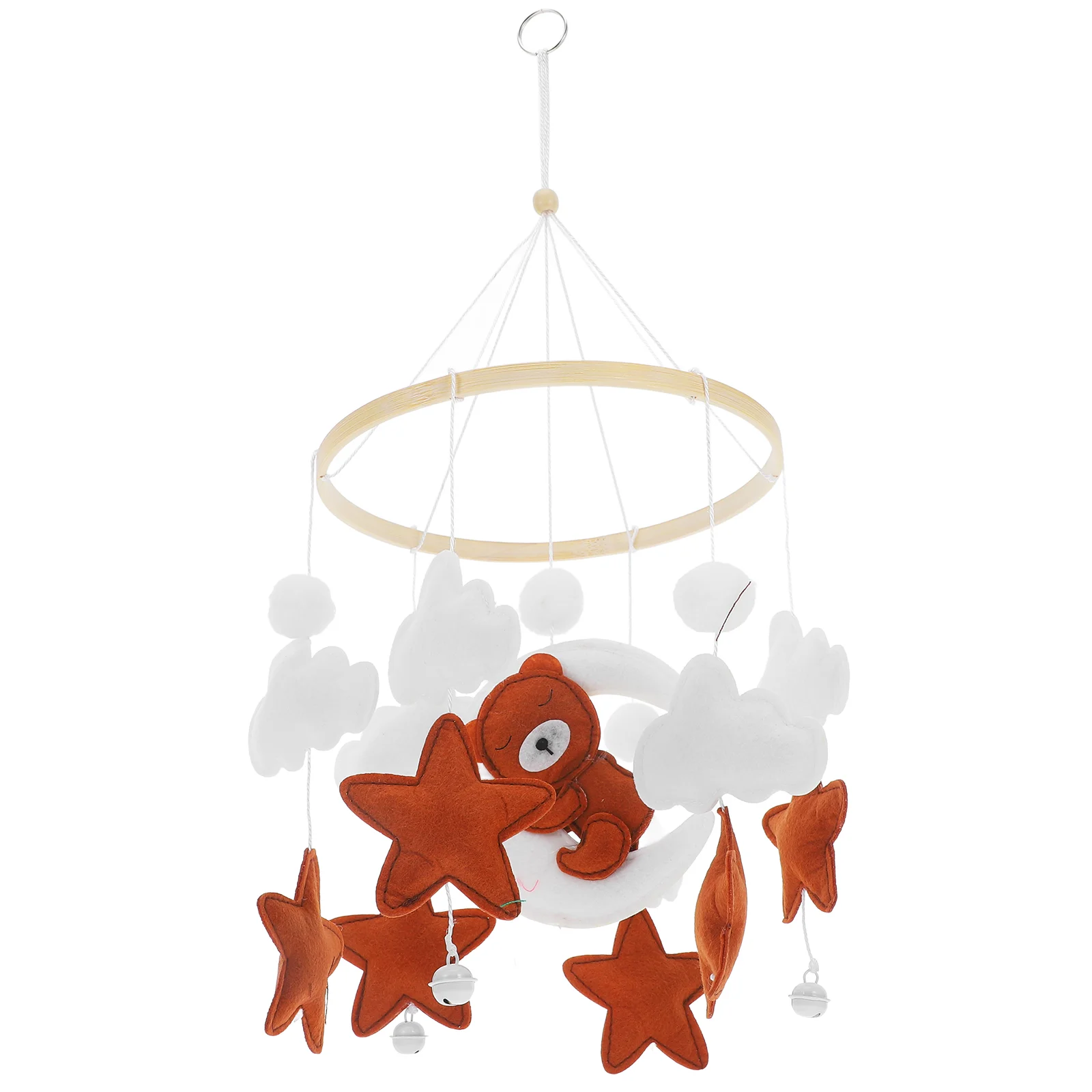 

Crib Moon Baby Bed Bell Infant Pompom Mobile Bamboo Plush Hanging Decoration for Girls