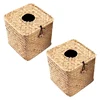 2 Pack Square Seagrass Facial Tissue Box - Decorative Woven Paper Holder Napkin Dispenser - Straw Tissue Box Cover 1