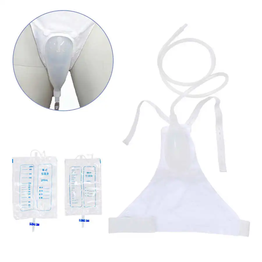 Male Urine Collector Female Urine Collector Elderly Disabled Adjustable Women Elderly Silicone Urine Collector Wearable Urine Collection Catheter Drainage Bag
