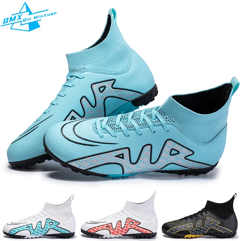 Football Shoes Man's Soccer Shoes TF/FG High Top Adult Kids Outsole Non-slip Football Boots Lawn Cleats Outdoor Training Sneakers