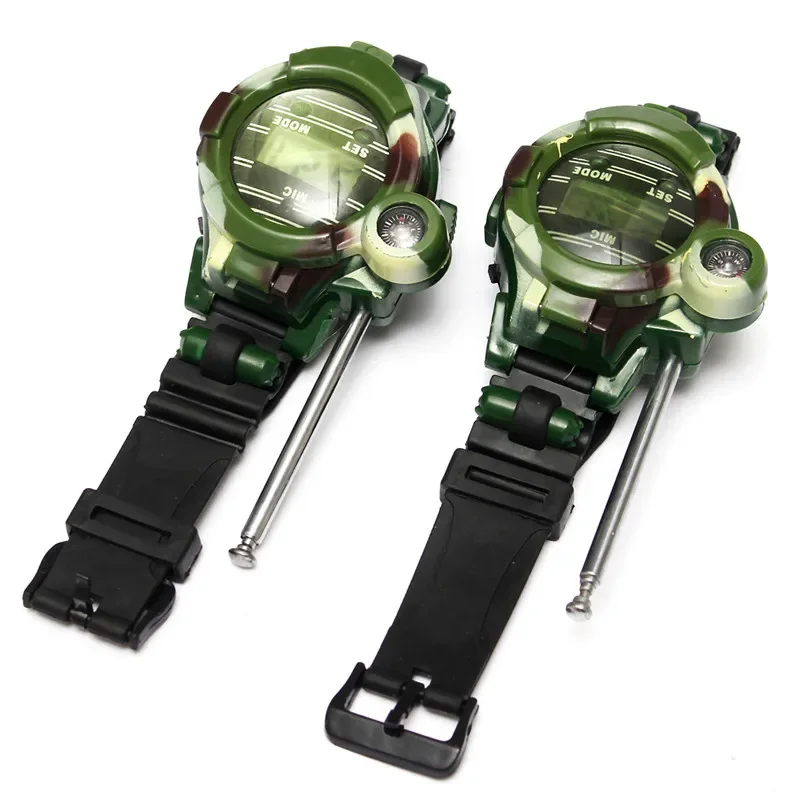 [Funny] 2Pcs/set Outdoor walkie camouflage interphone watch toy family play game electric intercom strong range clock toy gift 6