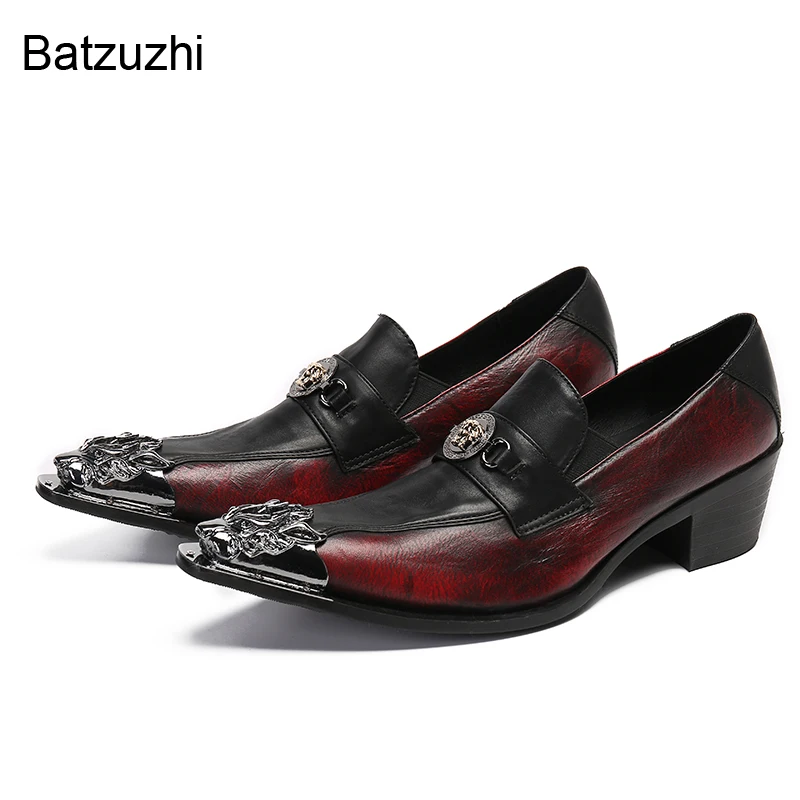 

Модные мужские туфли Batzuzhi, новый дизайн, роскошные деловые кожаные туфли ручной работы, мужские праздничные и свадебные туфли!