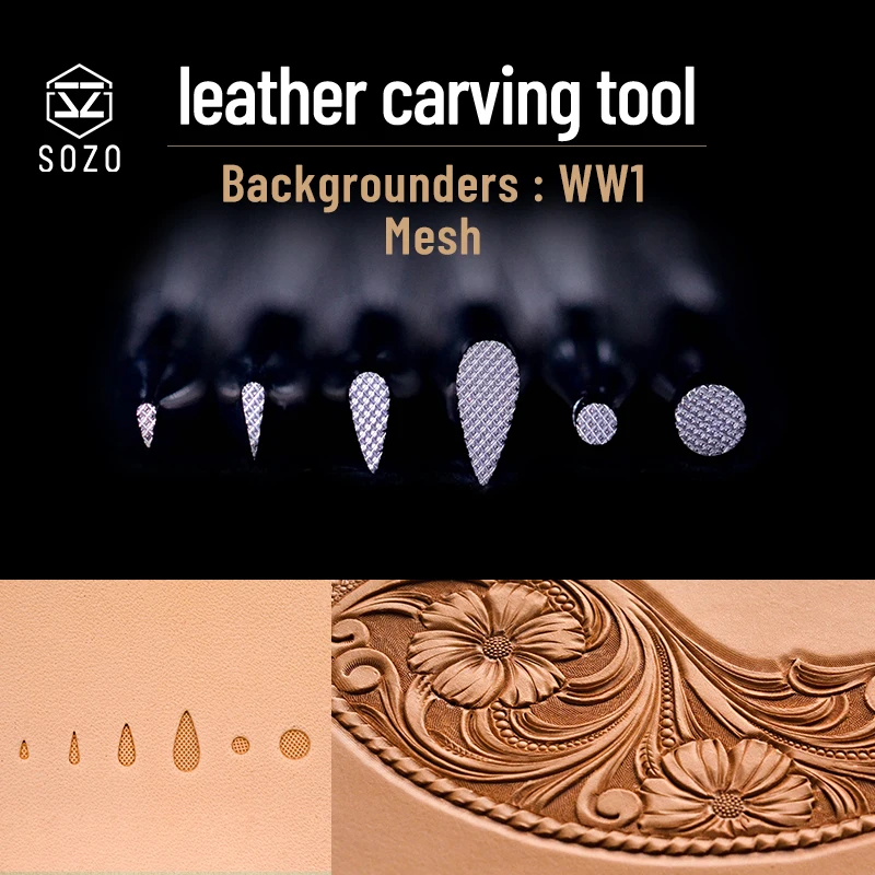 WW1 Lather Work Carving Tool Backgrounders Mesh DIY Handmade Stamping-Print Embossing Stamps 304 Stainless Steel