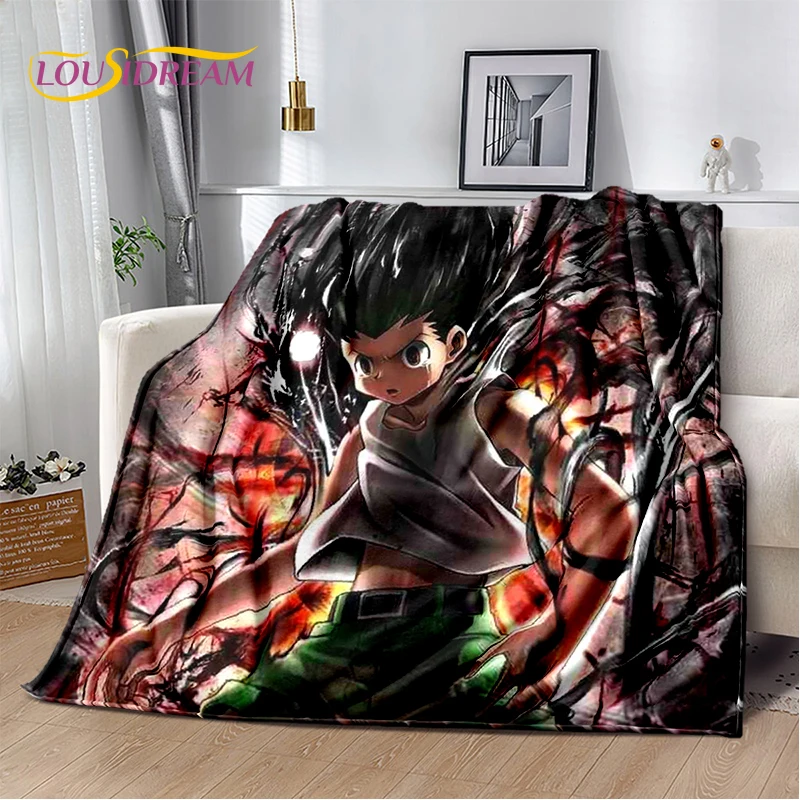HUNTER×HUNTER大判ブランケット Hxh-アニメハンター漫画ソフトフランネルブランケット、ベッド、寝室の