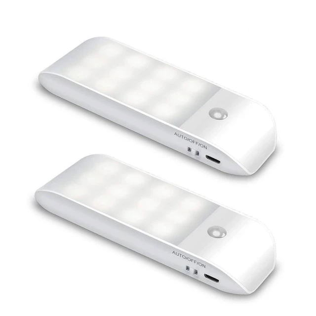 Luz Nocturna, Lámpara Nocturna Recargable con Sensor Movimiento (2 PCs con  24 LED), Luces LED Armario