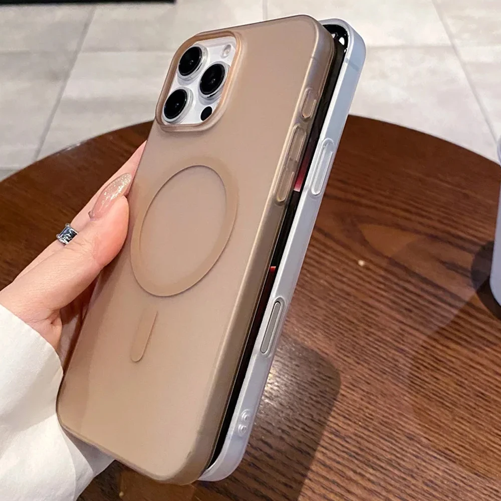 Luxury Matte Translucent Magnetic Charging Case - Ultra-Thin Back Cover