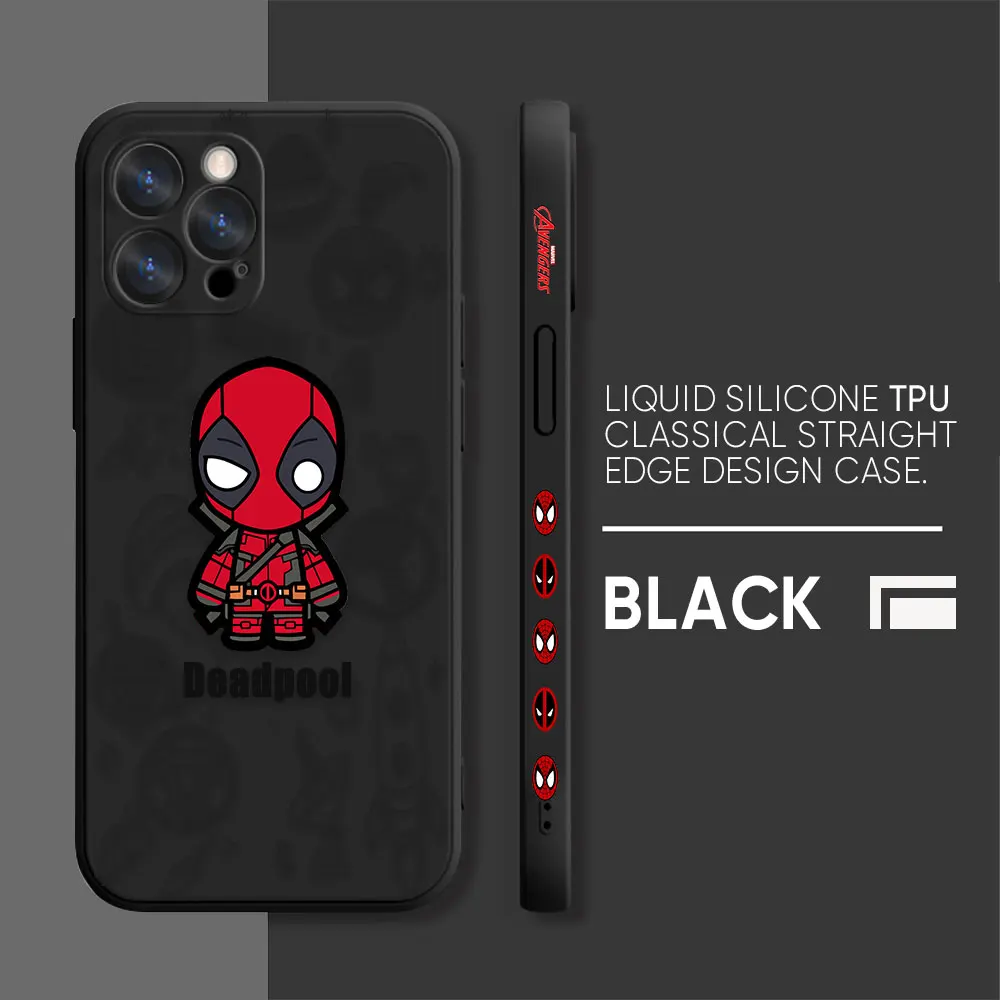 thumbnail image 1 of Case For iPhone 14 13 12 11 Pro XS Max Mini X XR 7 8 6 6S Plus Colour Simple Liquid Silicone Case Marvel's Spider-Man Deadpool, 1 of 5