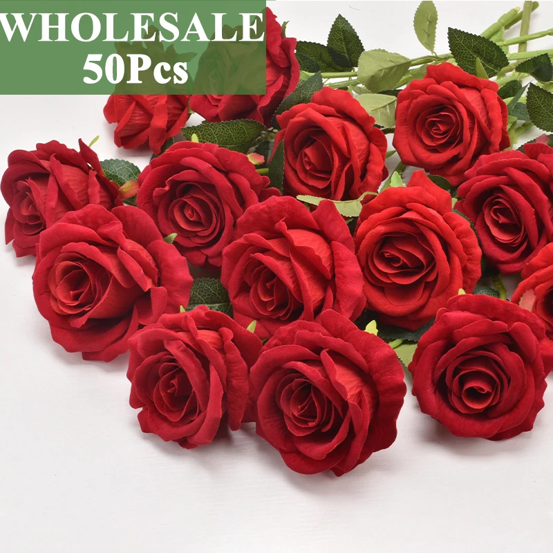 

Wholesale 50pc Rose Artificial Flowers DIY Silk Wedding Bouquet Peony Wedding Table Party Vase Home Garden Decoration Outdoor