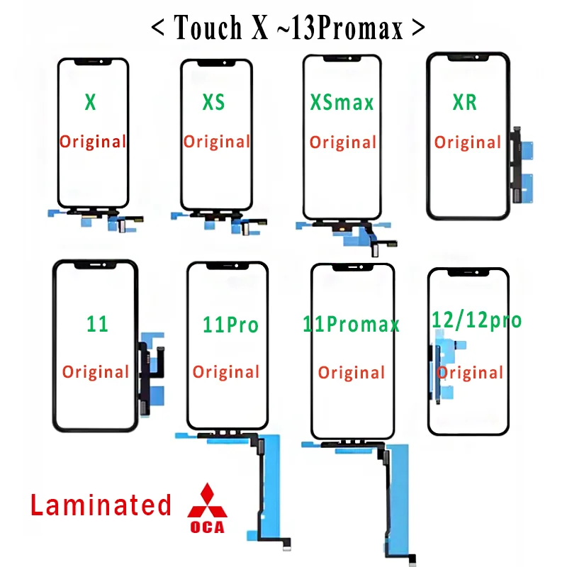 Lcd display replacement touch screen digitizer replacement 10pcs Short Flex Tested Original LCD Touch Digitizer Glass OCA For Iphone XR X XSmax 12 11 11Pro Max Screen Sensor Replacement