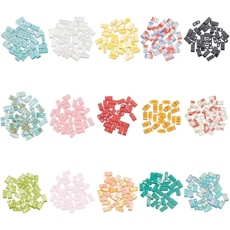 CREATCABIN 240 Pcs 2 Trous Demi Tila Perles 2 Couleurs Perles Verre