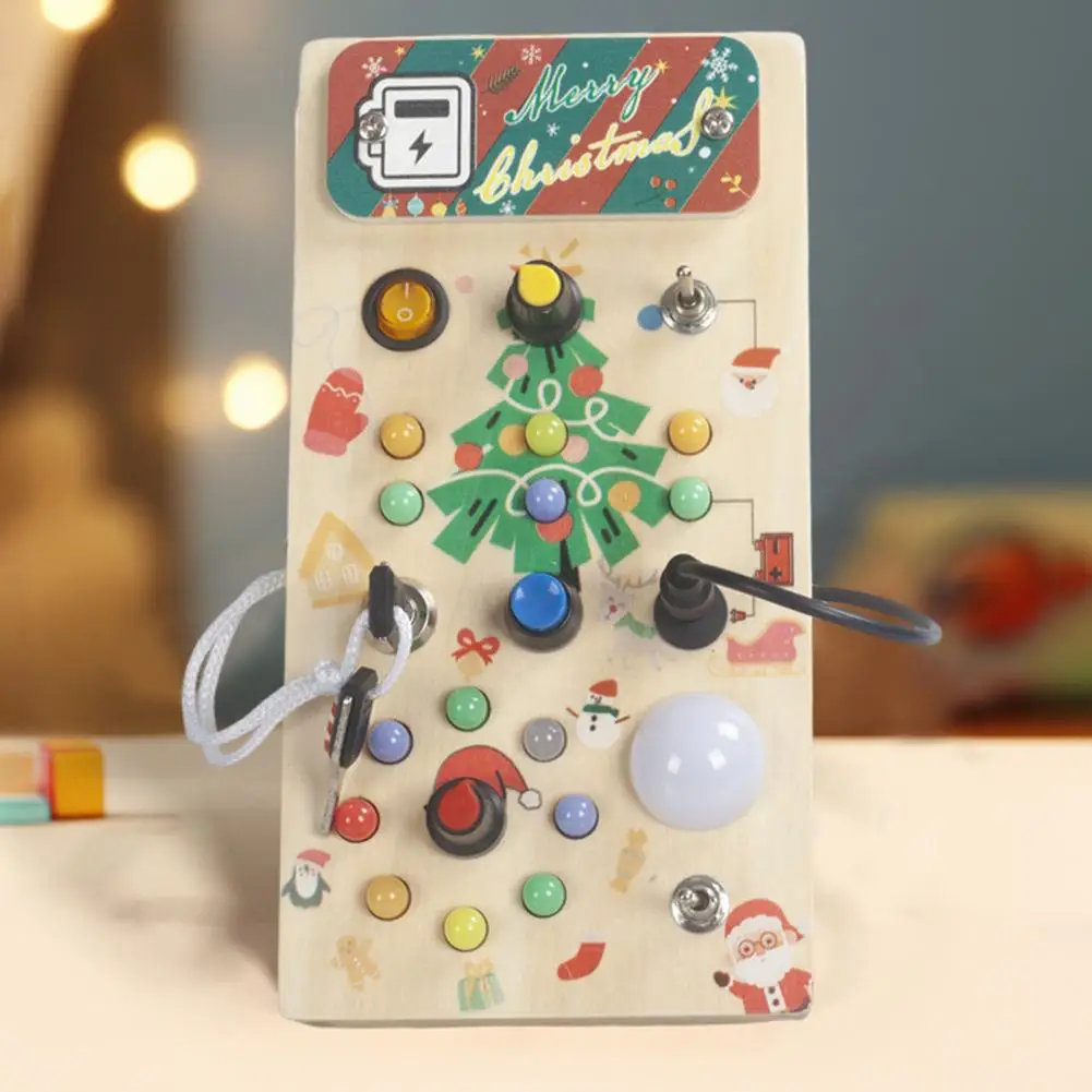 

Игрушка для развития мелкой моторики, светодиодная деревянная доска, игрушка, развивающая причину-эффект, стимулирующая игра для детей